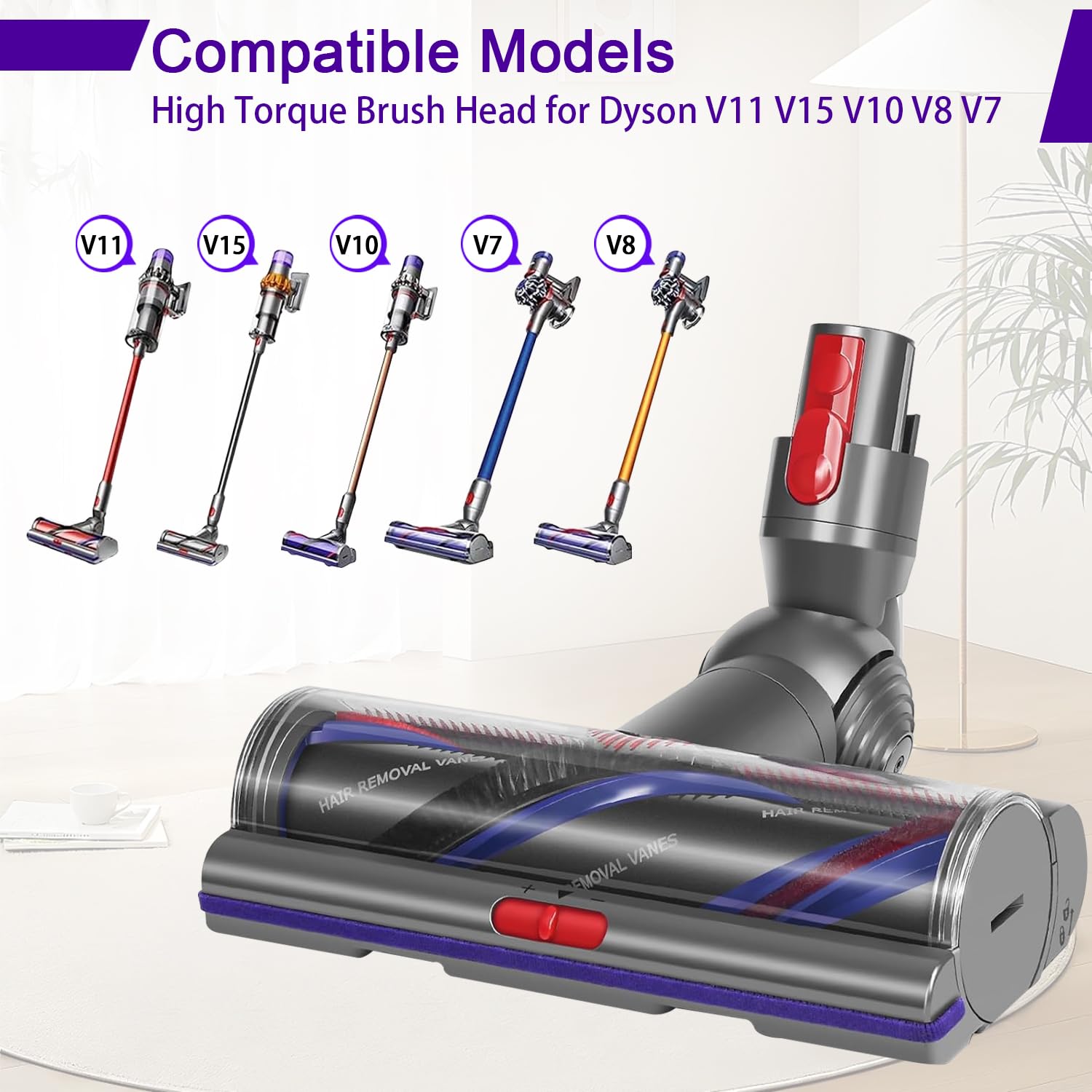 Spazzola Motorizzata per Dyson V10 V11 V7 V8 V15 Aspirapolvere ricambi, Azionamento Diretto Bocchetta per Pavimenti per Dyson V7 V8 V10 V11 V15, Testina per Pavimenti duri e Tappeti