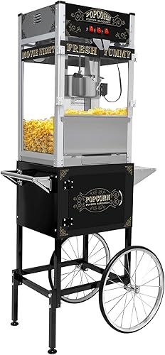 Miniatura 10 de Máquina de carrito de palomitas de maíz de 16 onzas sobre ruedas, máquina de palomitas de maíz de 850 W para 64 tazas de palomitas de maíz por lote,