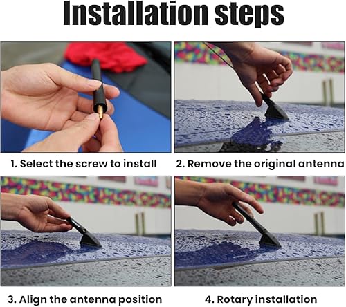 Miniatura 5 de Antena corta para automóvil, antena de radio de aluminio de fibra de carbono de 4.7 pulgadas con bandera estadounidense para recepción AMFM, antena