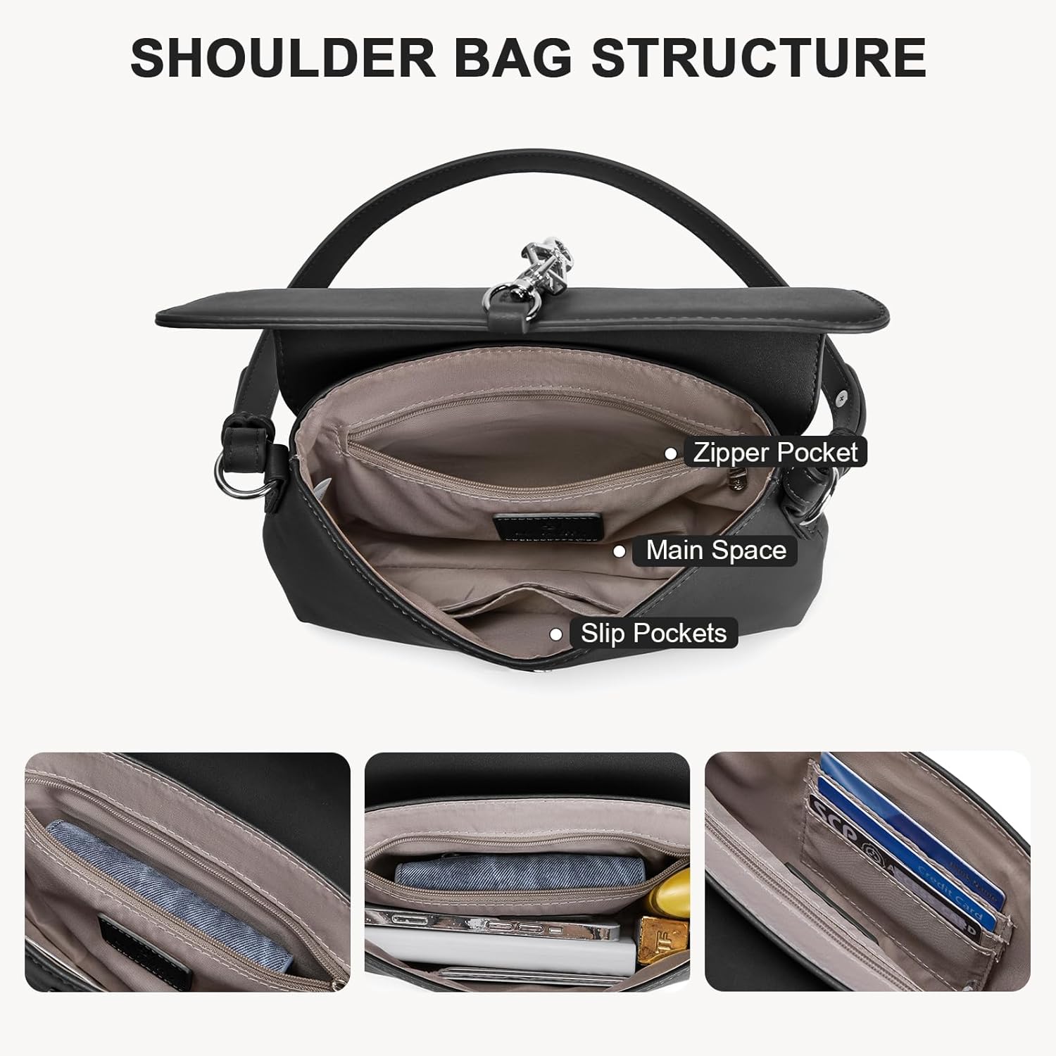 BOSTANTEN Small Purses for Women Trendy Leather Shoulder Bag with Adjustable Strap - Image 4