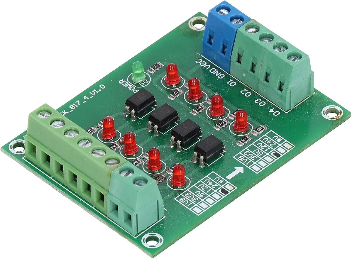 KIMISS Placa de aislamiento de optoacoplador Módulo convertidor de voltaje de nivel PLC de 24 V a 5 V Accesorios profesionales de 4 canales, KIMISS7gxbhnk1cd