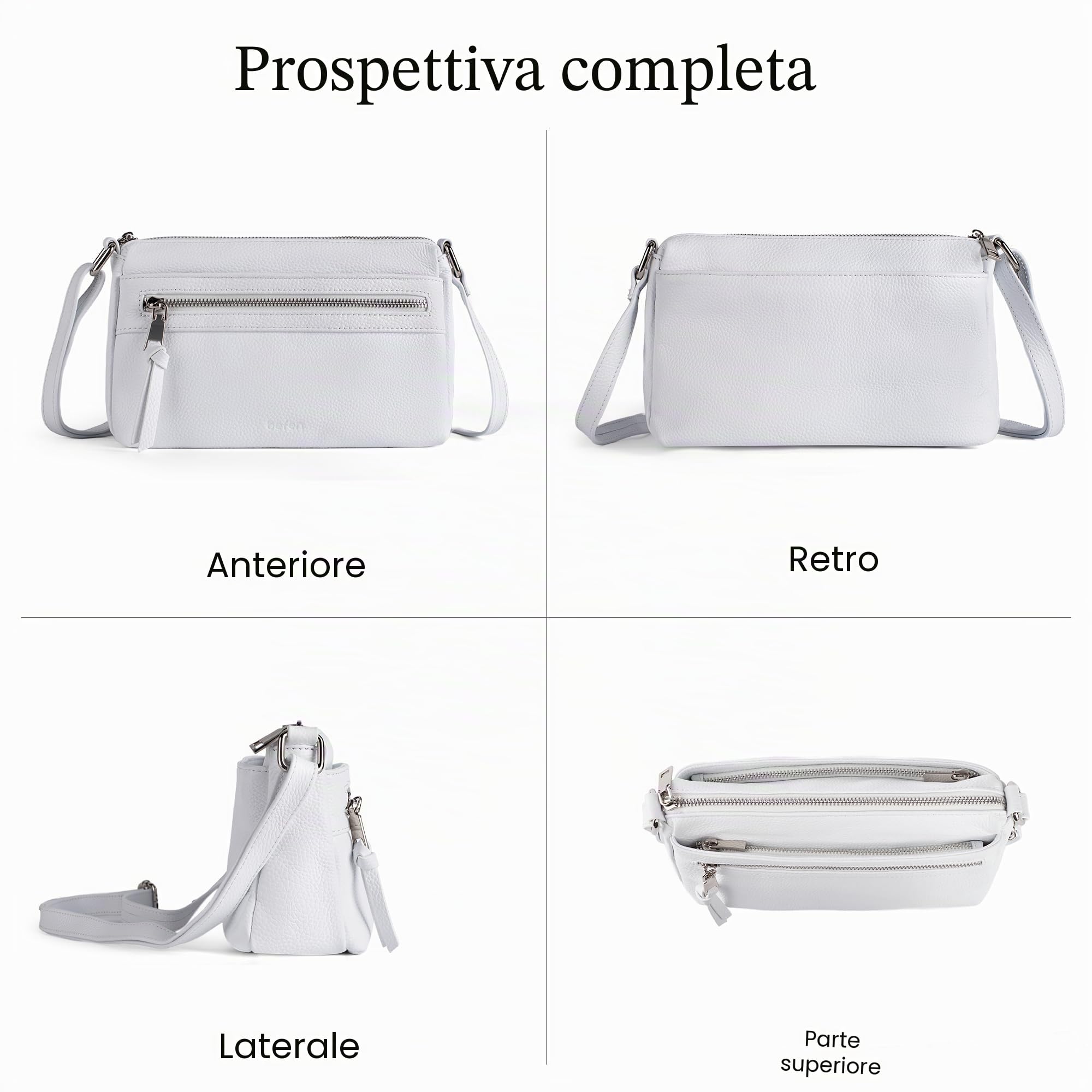 befen Borsa a Tracolla da Donna in Vera Pelle, Piccola Borsa a Tracolla da Donna con Scomparti per Carte di Credito RFID