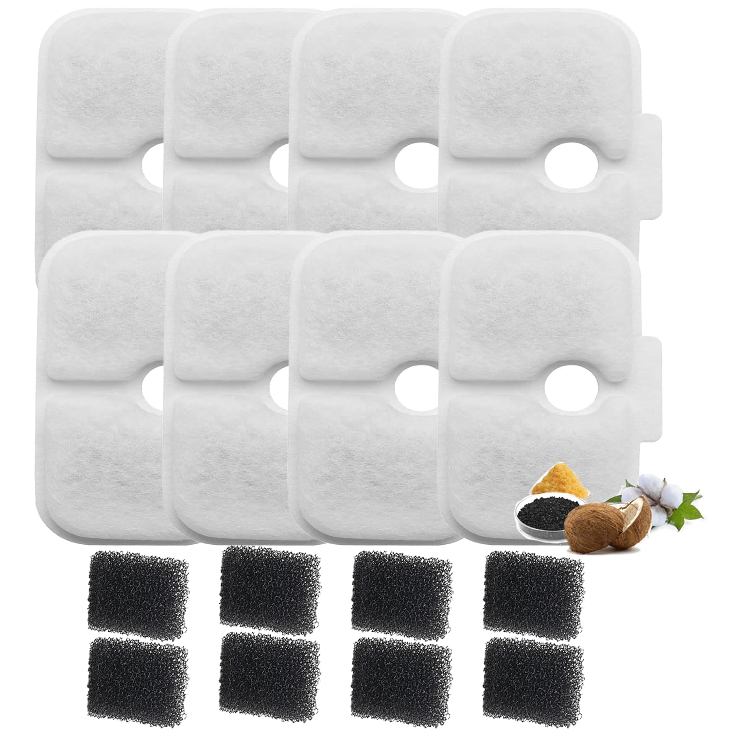 8 Pack Replacement Cat Water Fountain Filters Compatible with PETLIBRO Dockstream Cat Water Fountain PLWF005 PLWF105 PLWF115 - for Ultra Quiet Pet Water Fountain