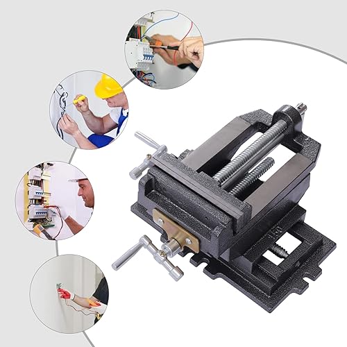 Miniatura 4 de Prensa de taladro de tornillo de banco cruzado de 6 pulgadas, prensa de fresado de banco negro, herramienta de sujeción para soporte de tornillo de