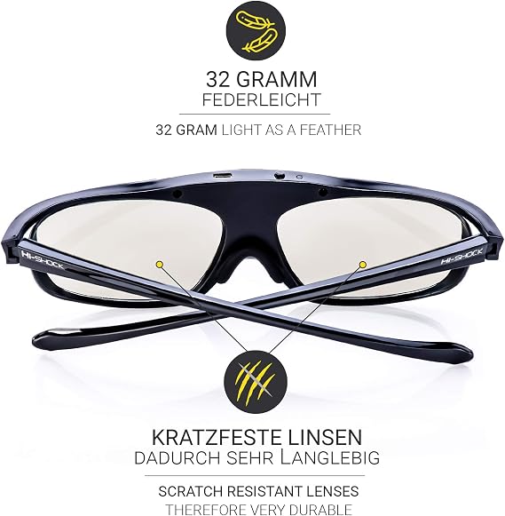 Hi-SHOCK Black Heaven Active 3D Shutter Glasses for 3D TV Sony Samsung Panasonic Compatible with SSG-3570CR TDG-BT500A TY-ER3D4MU [120 Hz け Battery]