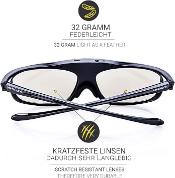 Hi-SHOCK Black Heaven Active 3D Shutter Glasses for 3D TV Sony Samsung Panasonic Compatible with SSG-3570CR TDG-BT500A TY-ER3D4MU [120 Hz け Battery]