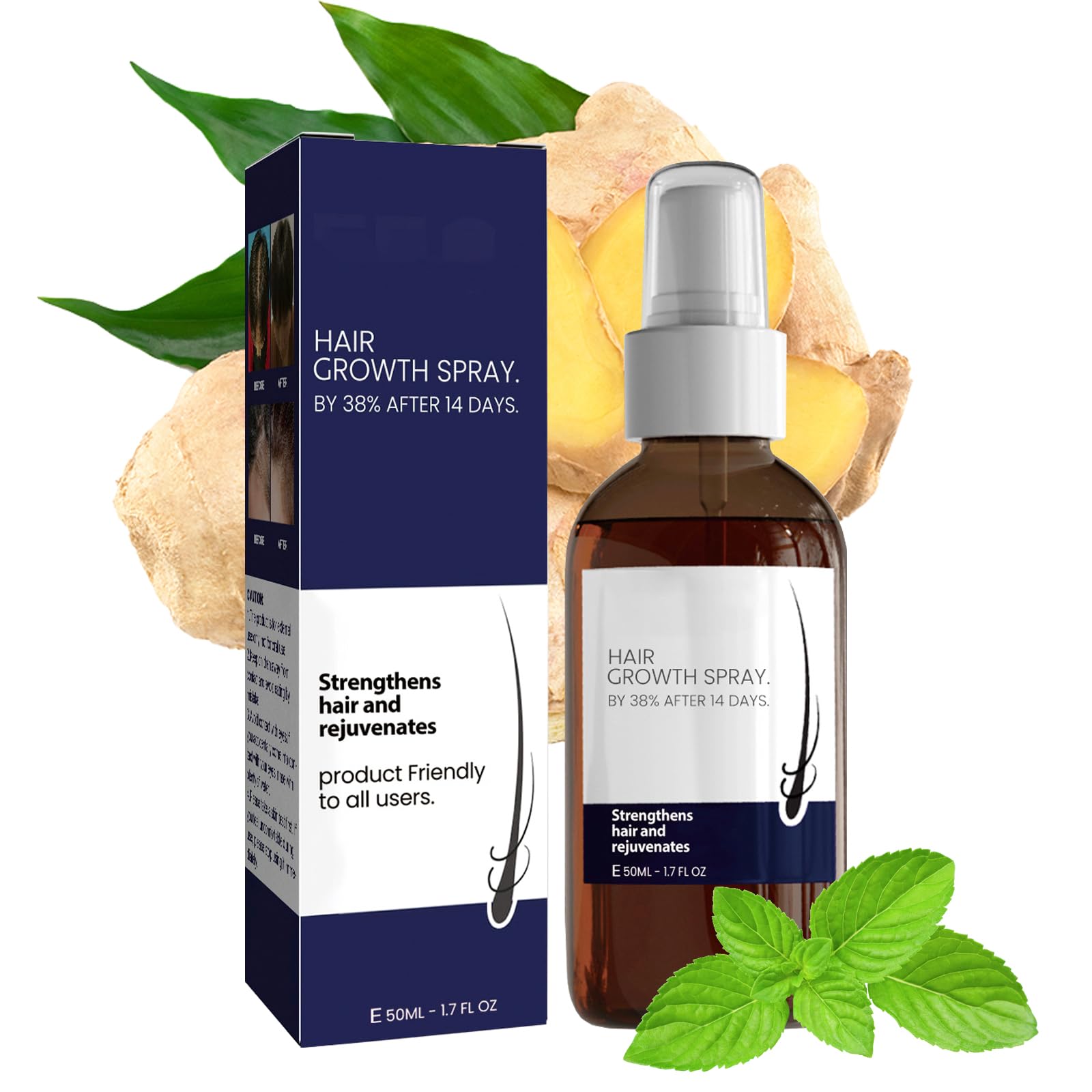 2024 New Hair Growth Spray for Men & Women, 50ml Polygonum Multiflorum Root Extract and Ginger Root Oil Nourish Hair, Hair Enhance Serum for Dry, Frizzy, Damaged Hair (50ml)