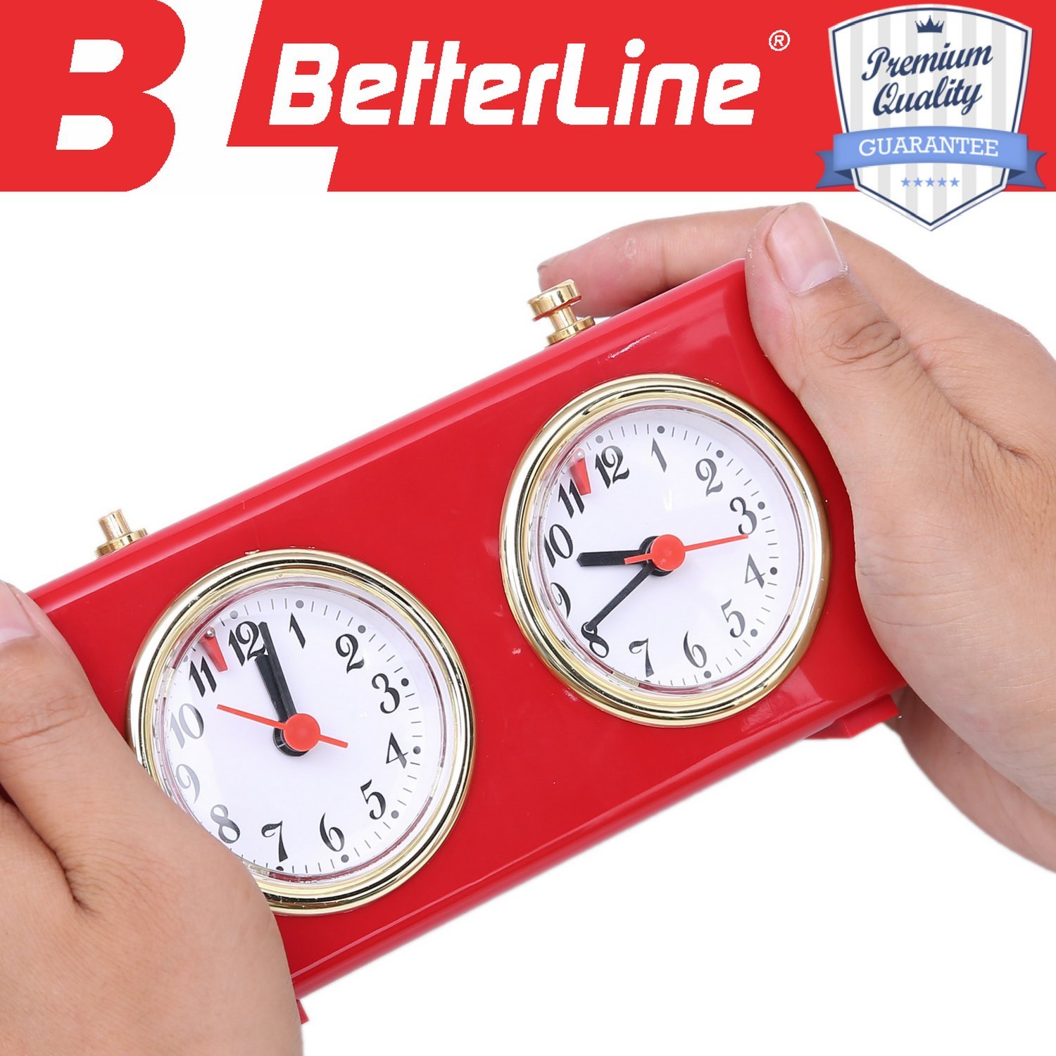 Retro Shiny Red Analog Chess Clock Timer - Wind-Up Mechanical