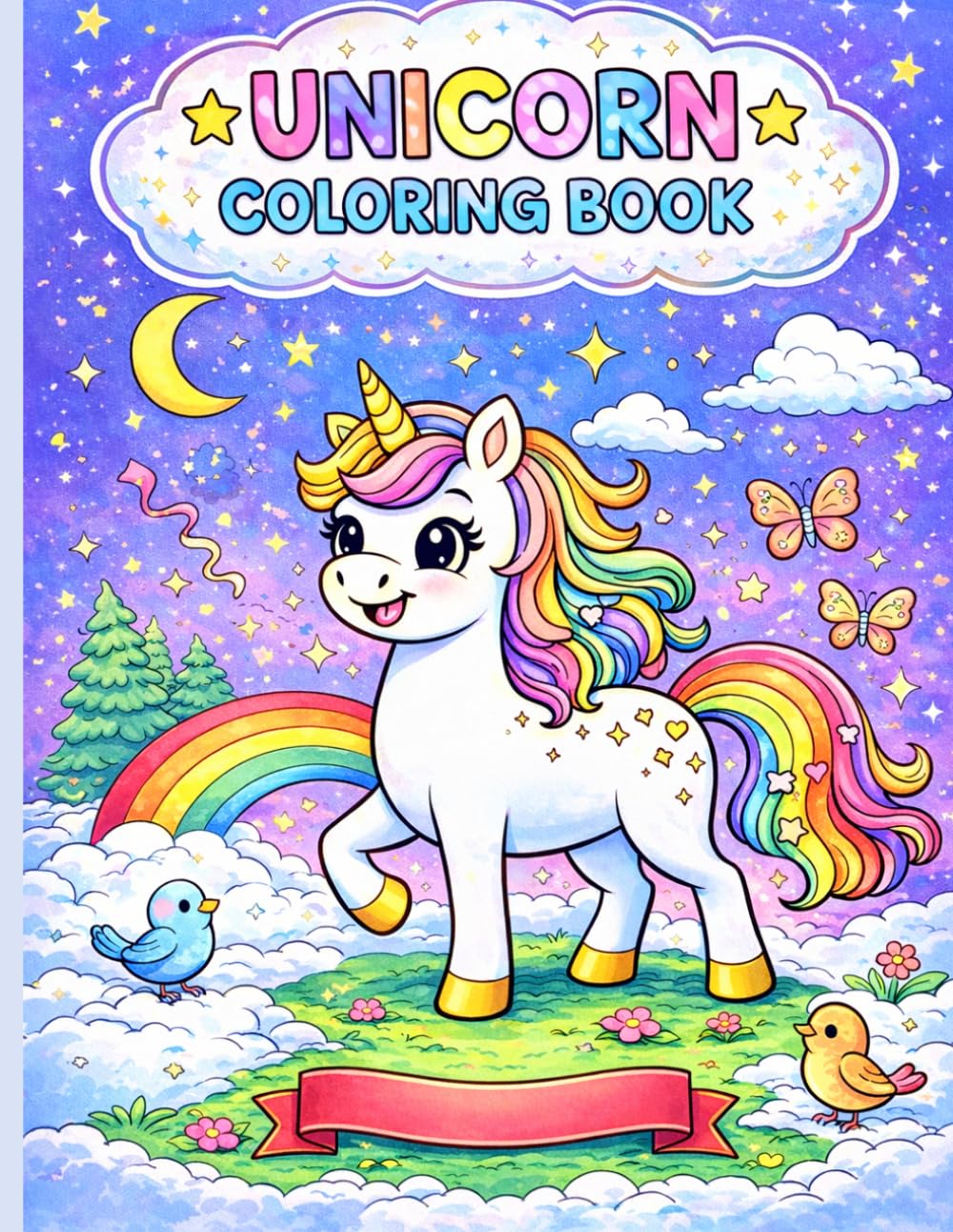 Unicorn Coloring Book for Kids Ages 4–8: Cute Magical Unicorns, Rainbows, Stars, and Fun Fantasy Scenes to Color
