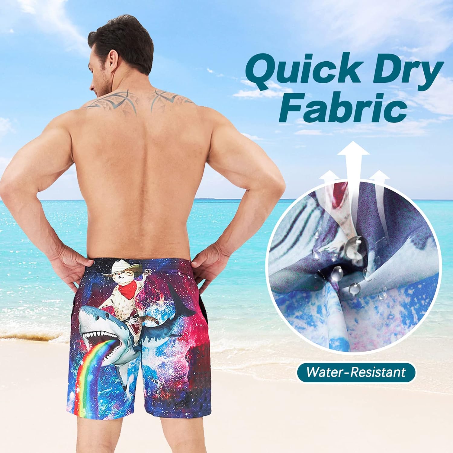 TUONROAD Badehose für Herren Lustig Bier 3D Bunt Badeshorts Schnelltrocknend Kurze Hose Badehosen Männer Jungen mit Mesh Futter S-3XL - Image 3