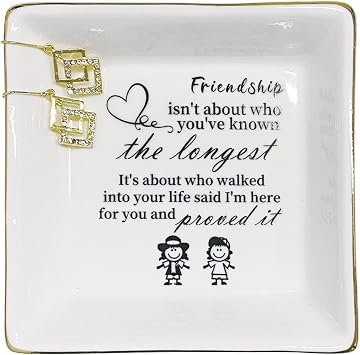 Friendship Gifts for Women Best Friends Birthday Gifts, Friend Gifts for Women Trinket Ring Dish Jewelry Tray for Friends Female Birthday Christmas Thanksgiving Mothers Day