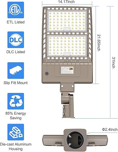Miniatura 6 de KUKUPPO Luces LED de estacionamiento de 400 W, certificación UL DLC, grado industrial, luz de inundación LED de 5000 K, 60,000 lúmenes, luz de poste