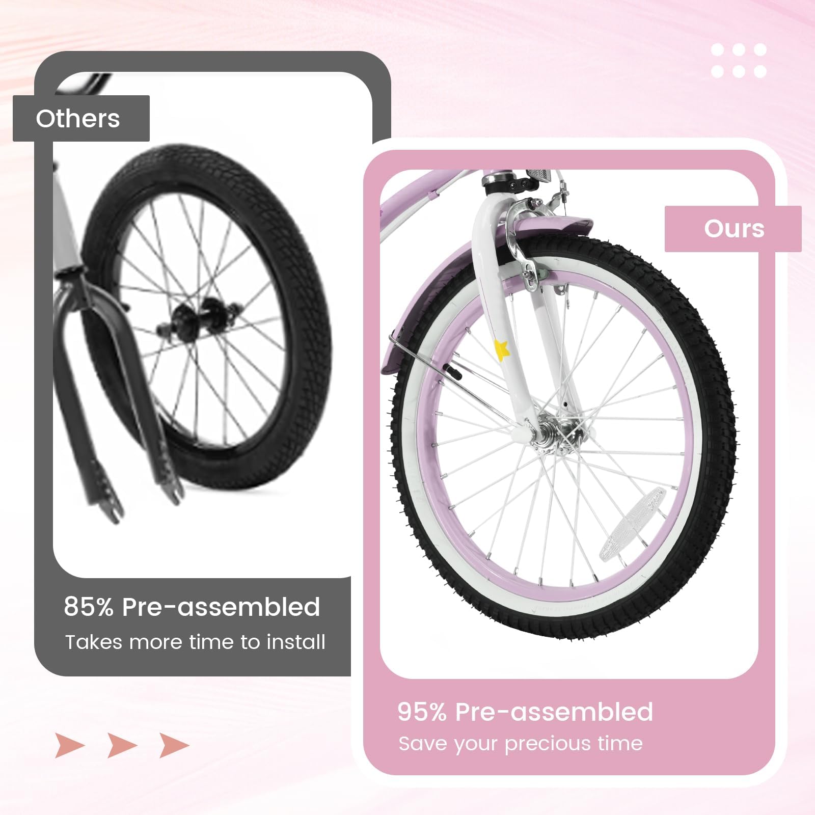 GYMAX Girls Bike for Toddler & Kids Aged 6-9, 18 Inch Kids Bicycle w/Training Wheels, Basket, Bell & Kickstand, Kids Bike w/Dual Handbrake, Adjustable Handlebar & Saddle