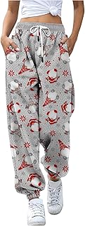 Pantalones de Navidad para mujer, color rojo, pantalones de chándal holgados Y2K con estampado, pantalones de entrenamiento, pierna ancha, pantalones de yoga, pantalones largos, pantalones de yoga,