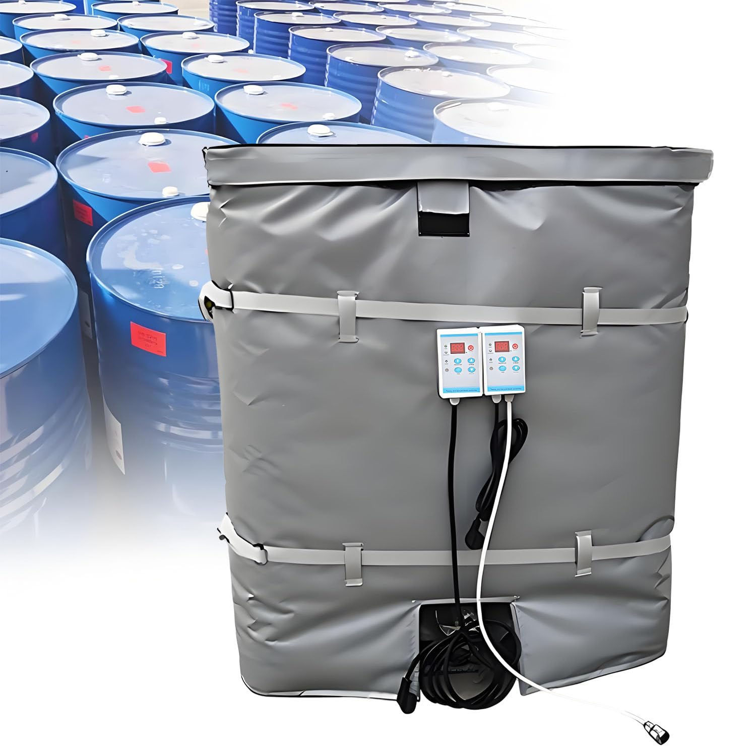 Bucket Heater for 200L/1000L Oil Drums, Insulation Industrial Weather Resistive Drum Heating Blanket(Grey,1000L150°)