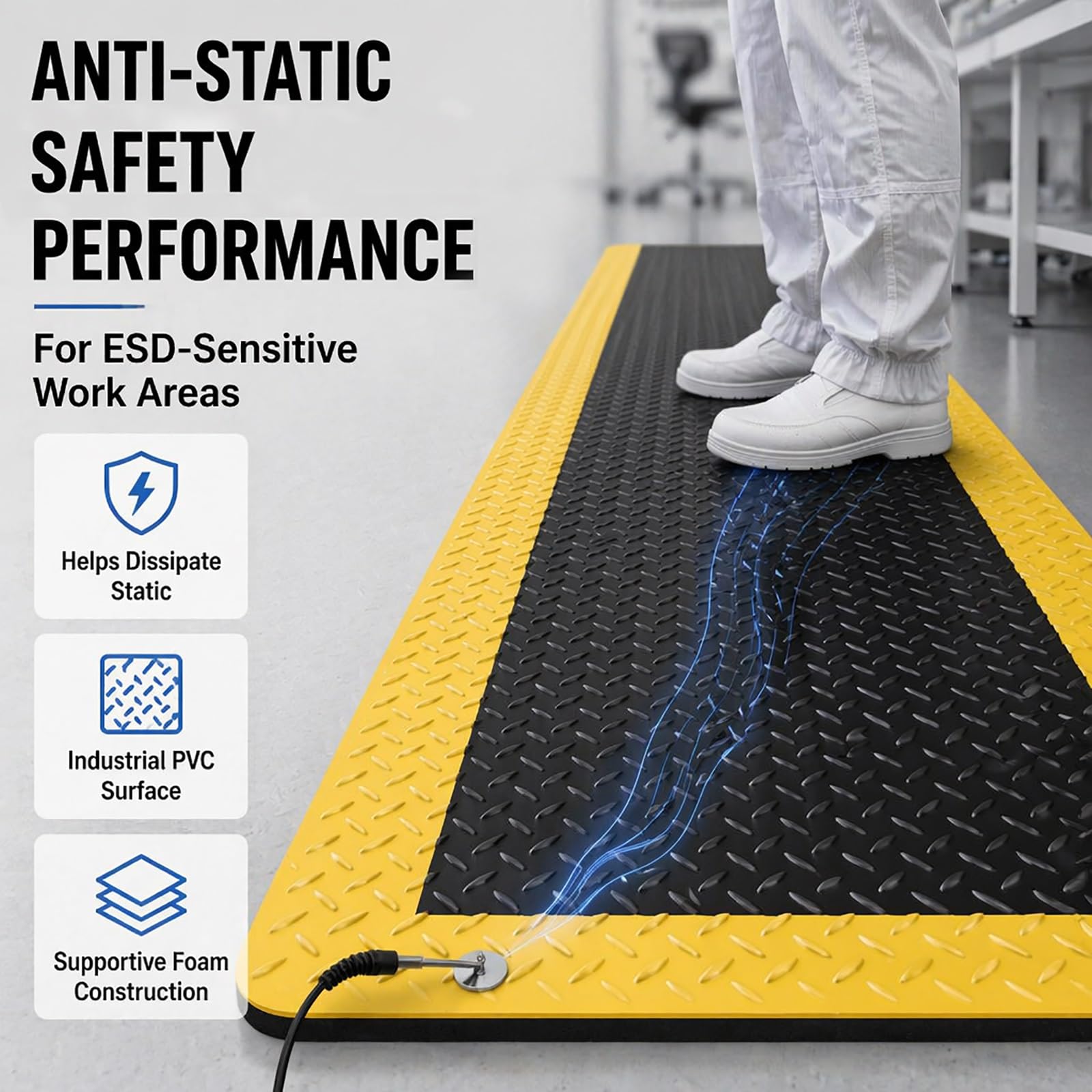 SRNSAEB Alfombrillas antifatiga Alfombra De Cocina Antifatiga Y Ergonómica (Medidas: 50 80 100 120 150 Cm); Alfombra Conductora De Uso Comercial para Estar De Pie En El Trabajo | 60x70x2.5cm/18x28x1"
