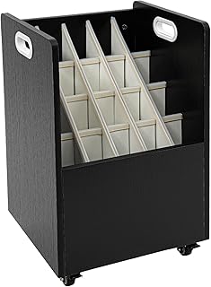 20 Slots Blue Print Storage Organizer - Mobile Roll File Cart with Wheels Blueprint Storage Box, Poster Storage Cabinet, Map Storage Cart and Construction Plan Holder, Black