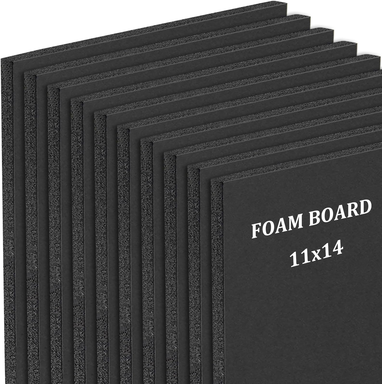 Mat Board Center, Acid Free Foam Boards 11 x 14 Inch, Black Foam Core, 10 Sheets