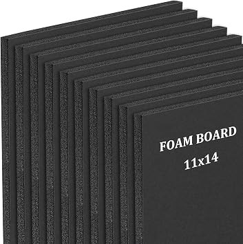 Mat Board Center, Acid Free Foam Boards 11 x 14 Inch, Black Foam Core, 10 Sheets
