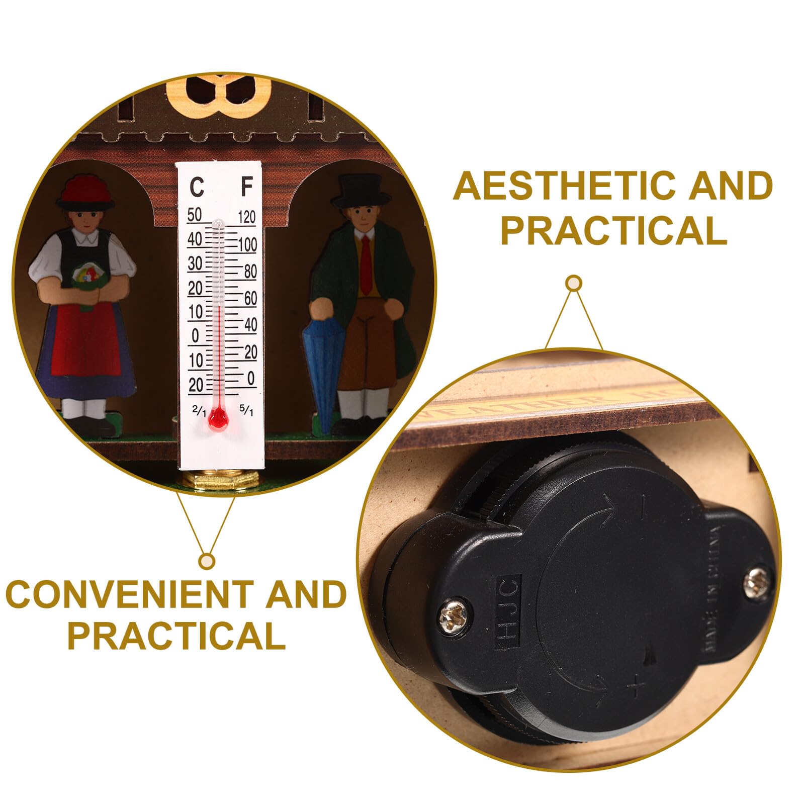 Barometro Termometro Igrometro Analogico da Parete in Legno Elegante per Decorazione Interna con Funzioni Precise per Casa e Ufficio