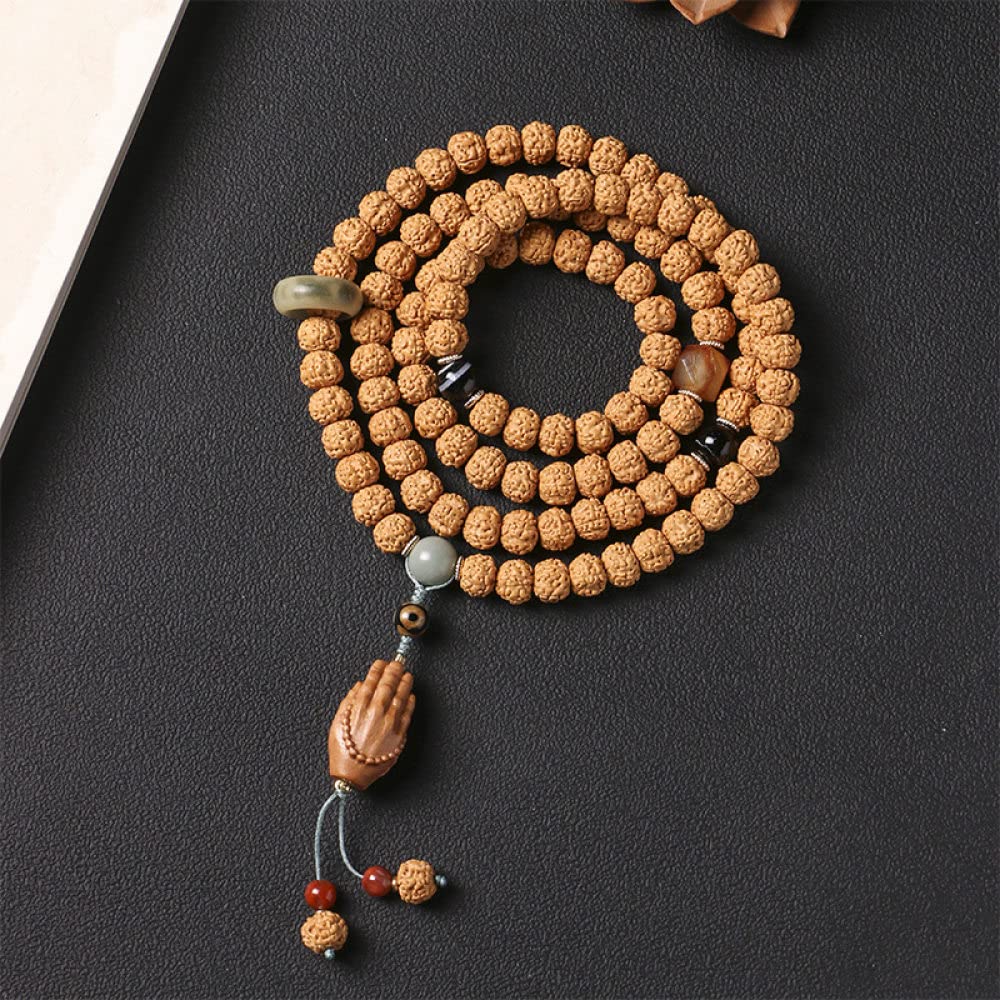 Natürliches Stretch-Armband Für Perlen-Armband, Natürliches Bodhi 108 Buddha-Armband Für Damen Und Herren, Kristall-Sandelholz-Holz Geschnitztes Fushou-Buddha-Perlenarmband Für Glücksstein-Armb