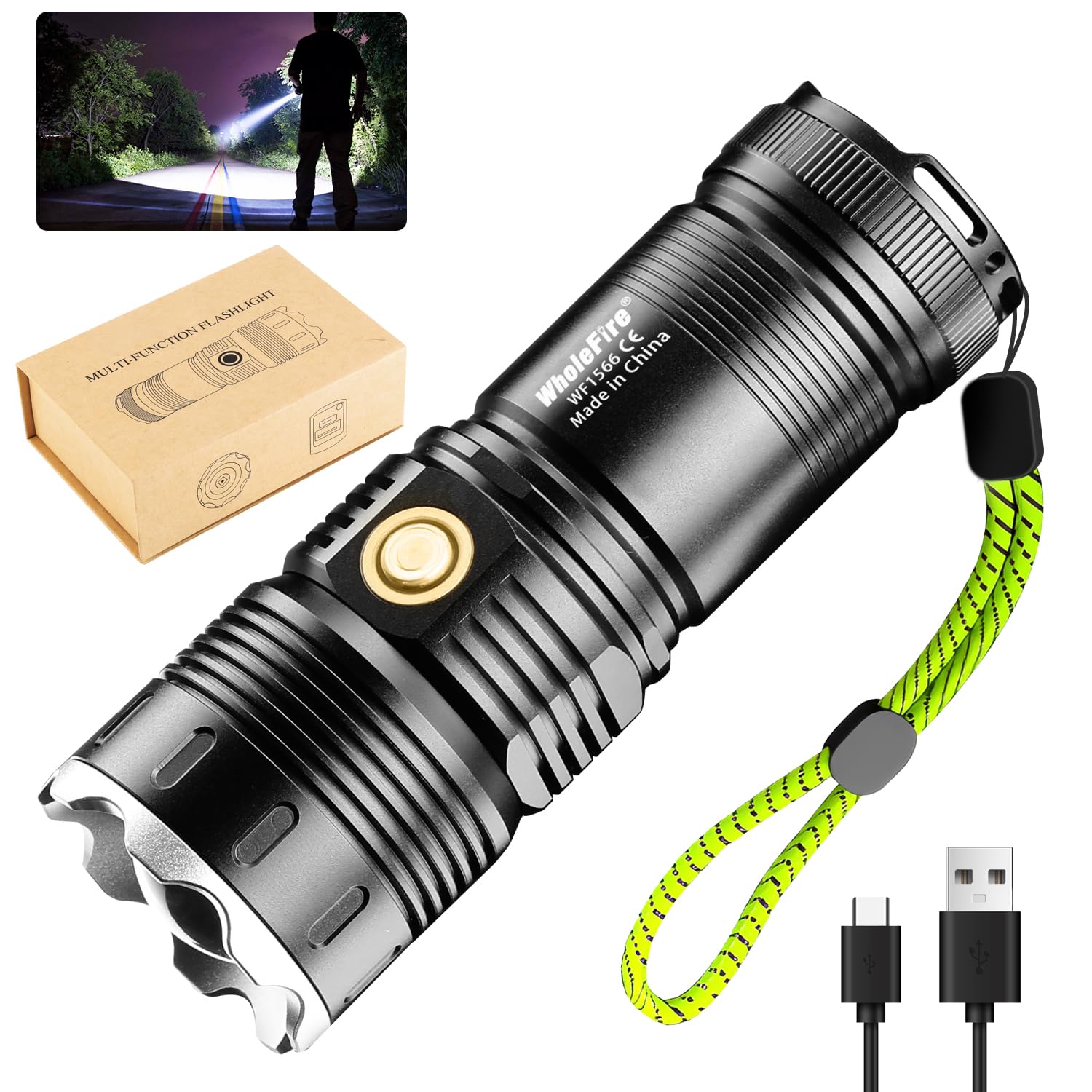 WholeFire LED Torch Rechargeable Super Bright 10000 - View #6