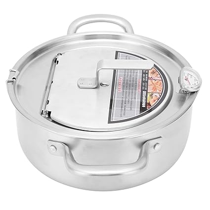 Tempura Deep Frying Pan, with a Cold Touch Handle Tempura Deep Fryer, Cooking Utensils for Chicken,Shrimp,French Fries Kitchen Cooking(304 deep Fryer: 20cm (no Logo))