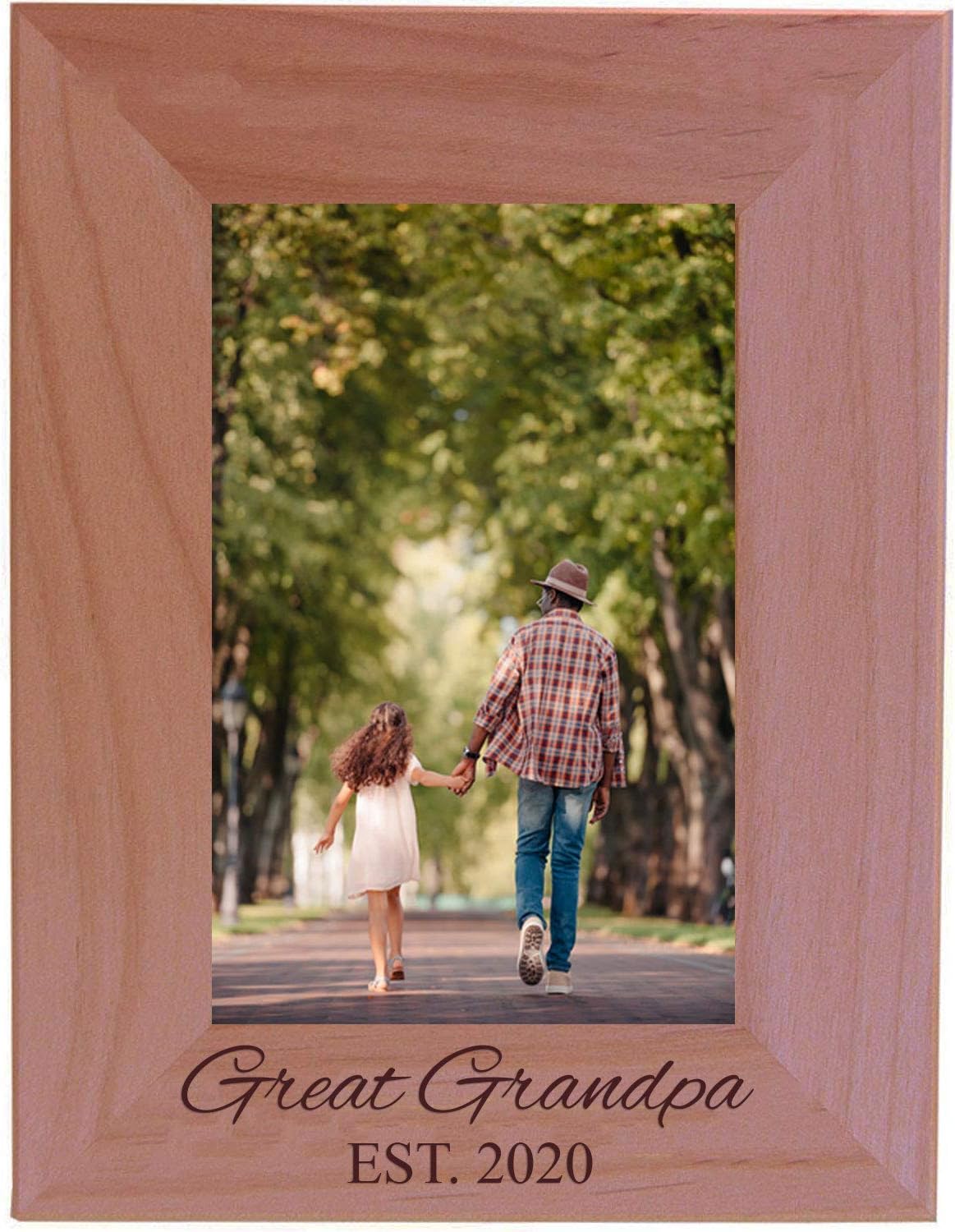 CustomGiftsNow Great Grandpa Established Est. 2020 Engraved Alder Wood Picture Frame