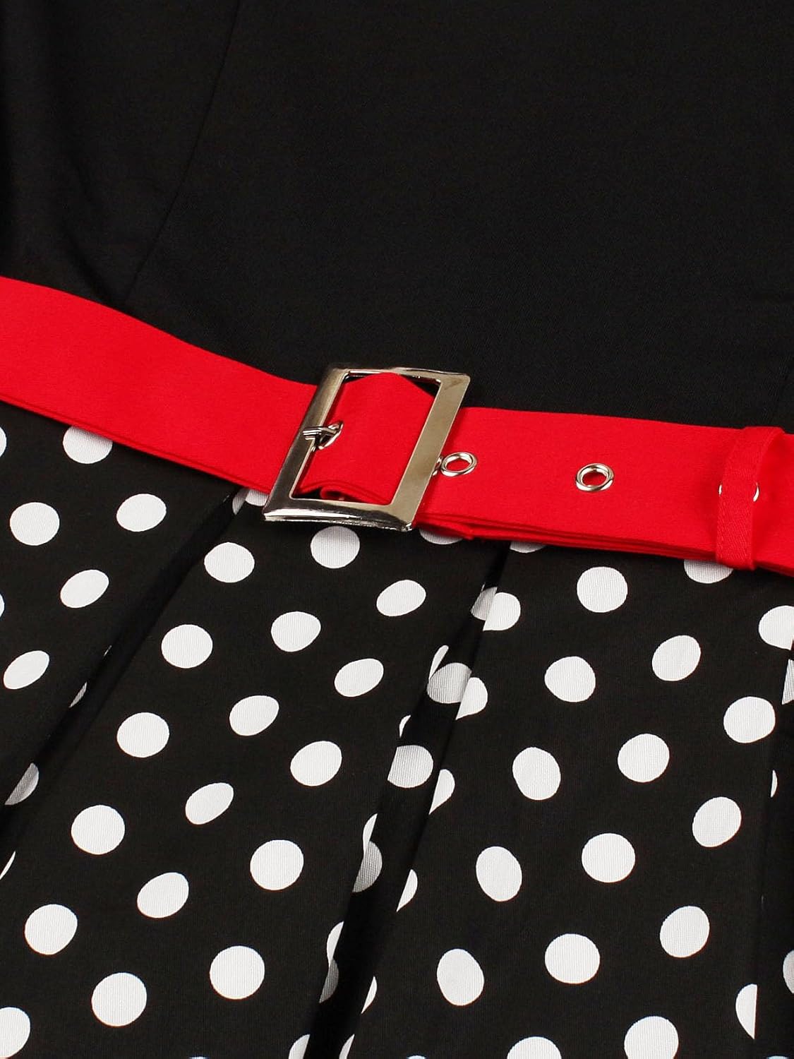 Nihsatin Vintage 1950s Retro Rockabilly Swing Dress Polka Dots Cocktail Dress with Belt - Image 10