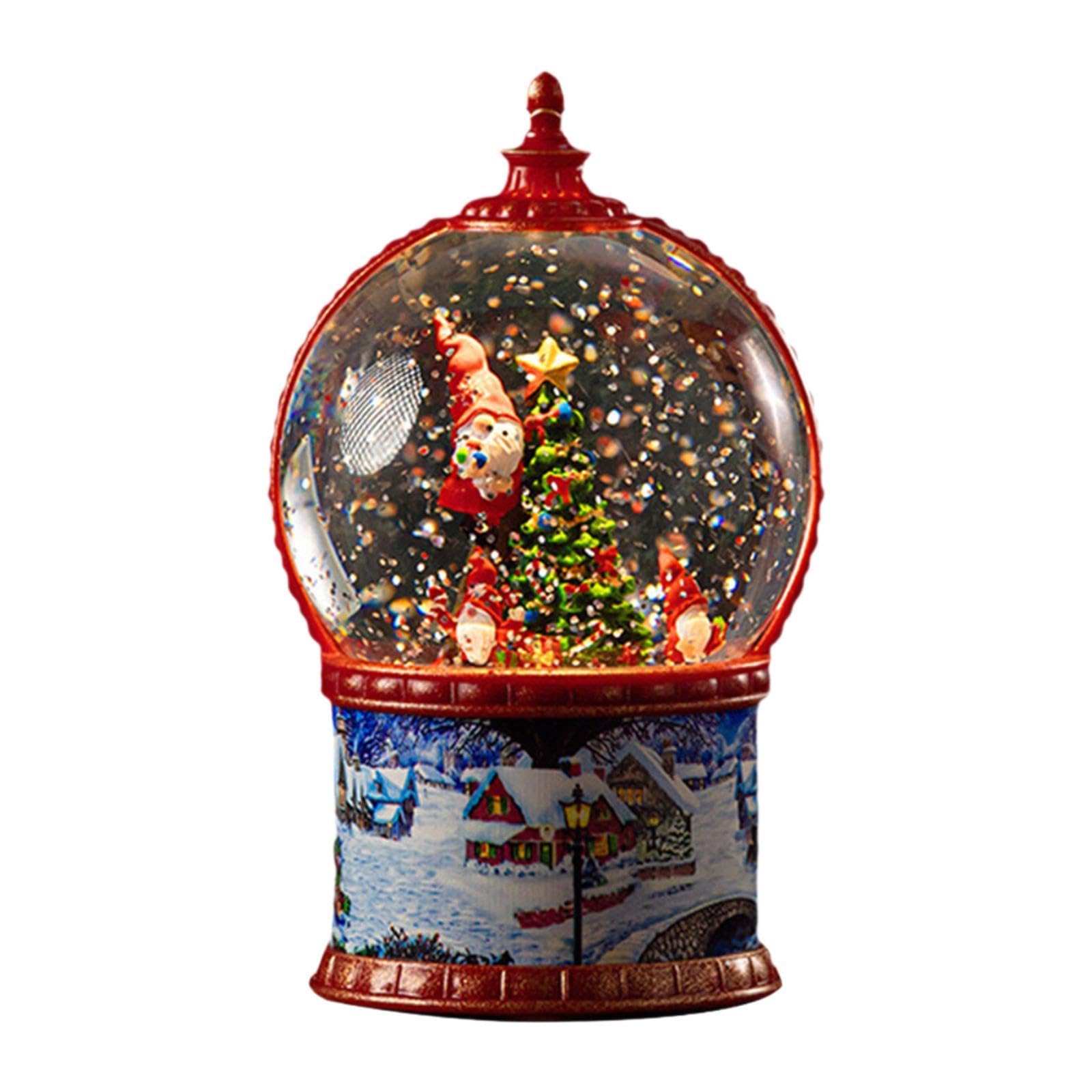 Bola de Nieve Navideña Globo Musical con Luz y Decoración de Resina con Efecto de Nieve Automática Adecuada para Regalo Adorno Interior Escenario de, Papá Noel, Individual