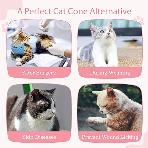 Miniatura 4 de VavoPaw Traje de recuperación de cirugía para gatos, camisa de recuperación quirúrgica transpirable para heridas abdominales, enfermedades de la