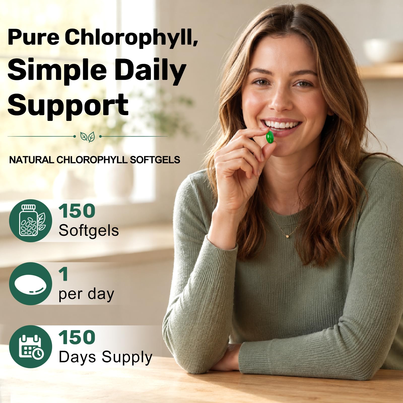 Chlorophyll Supplement Internal Body Deodorant Natural Odor Remove, Non-GMO — Amazon image 7