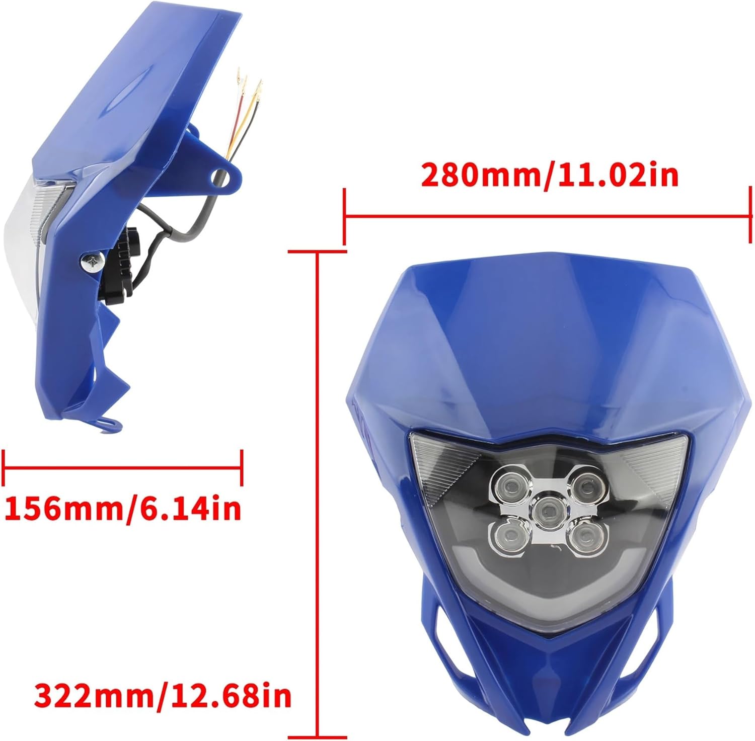 Motorcycle Headlight Compatible with YAMAHA WR 250F 250R 450F YZ TTR FX MX 2015-2019 LED DirtBike Enduro Motocross Headlamp Fairing Modified(B)