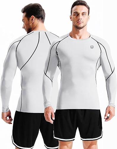 Miniatura 4 de NELEUS Camisas de compresión de manga larga para hombre, para ejercitarte, correr, 3 u
