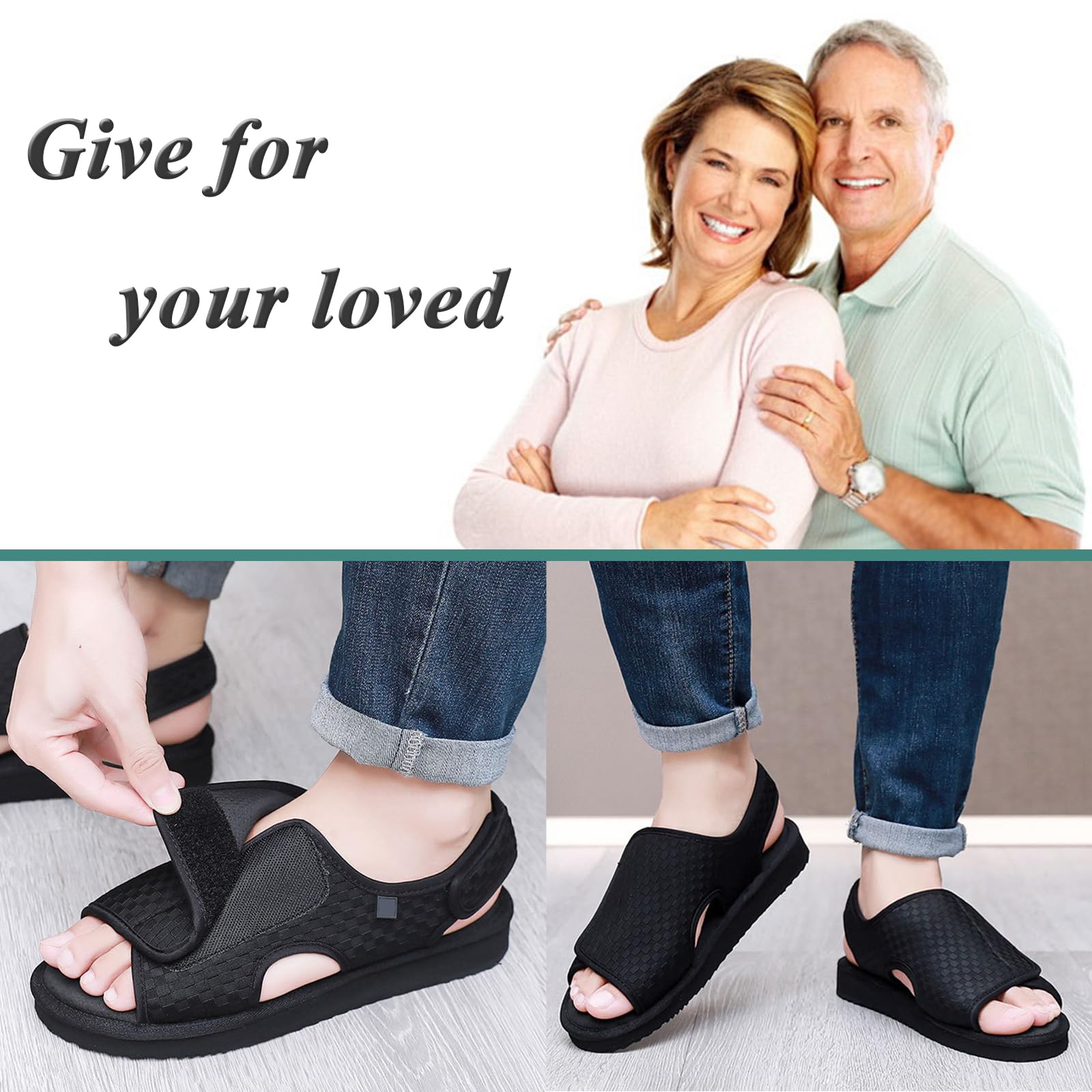 Sandali Donna Pantofole Uomo, Traspirante Regolabili Antiscivolo Sandali per Diabetici, Extra Wide Comode Scarpe di Riabilitazione per gli Anziani