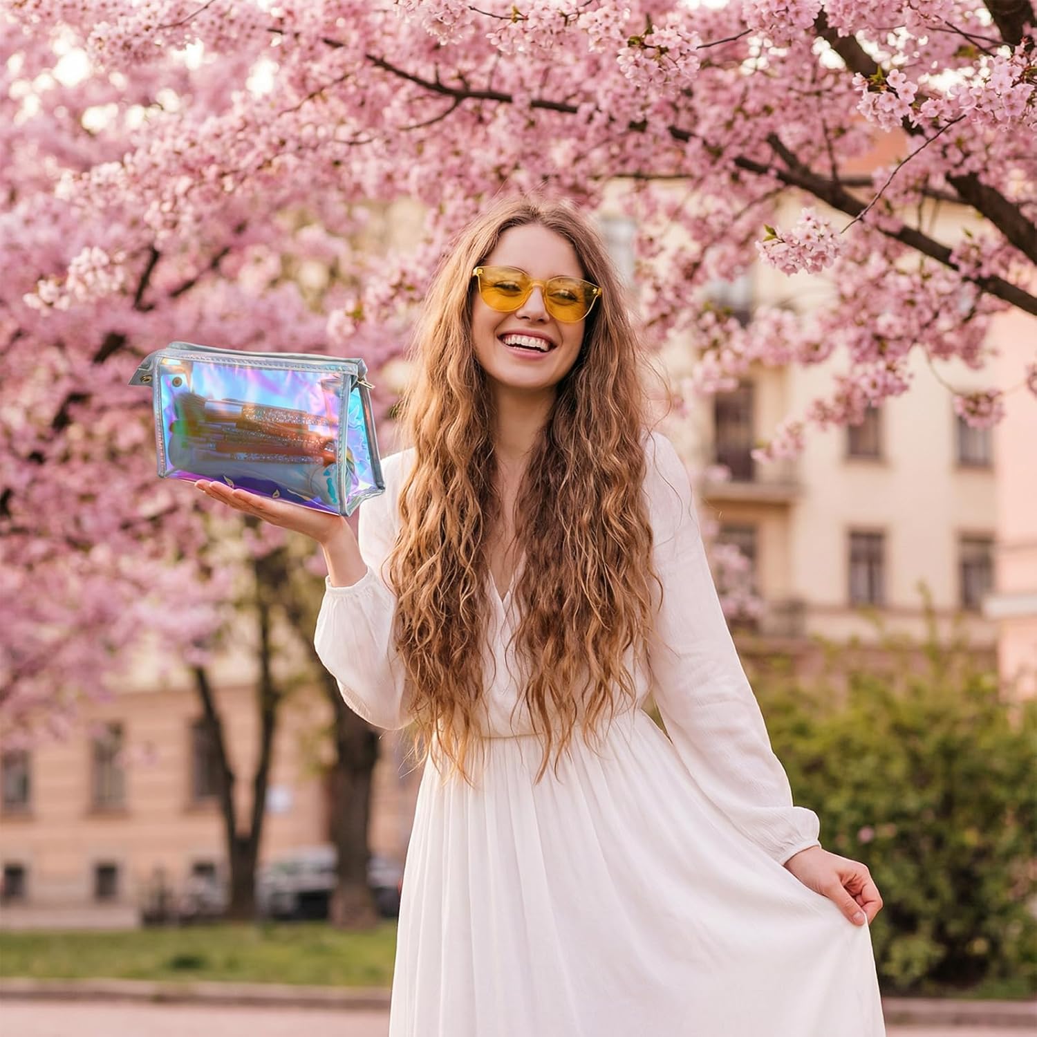 10PCS Holographic Makeup Bags Bulk, Clear PVC Make up Bag with Zipper Travel Cosmetic Pouches Iridescent Pouch Portable Zipper Toiletry Waterproof Cosmetic Bags for Women/Bathroom/Vacation - Image 8