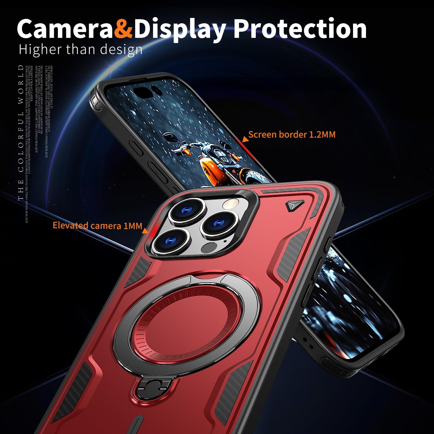 for iPhone 16 Pro Max Case Magnetic,Hybrid 2 in 1 Protective Slim Fit Sturdy Shockproof Phone Case with Invisible Magnetic Kickstand for iPhone 16 Pro Max Case 6.9 Inch,Red - Image 6