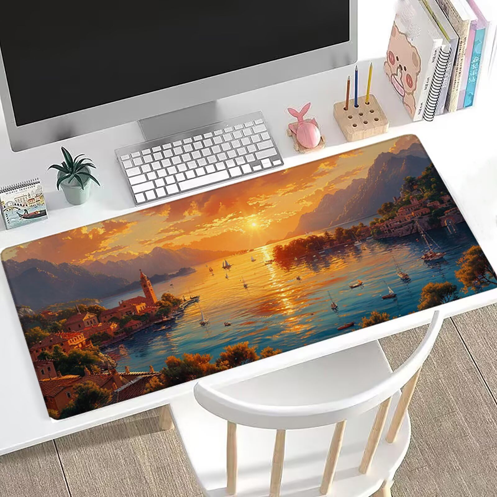 Duża podkładka pod mysz do łodzi XL 1500 x 800 x 3 mm pod biurko, wygodna gładka powierzchnia, domowa podkładka pod mysz do gier ze wzmocnionymi szwami krawędziami, wodoodporna ochrona stołu, prezent