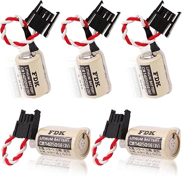 <- 5 Pack -> for FDK CR14250SE 1/2AA 3V Lithium Battery PLC Battery 1747-BA Backup Power Supply with Black Connector