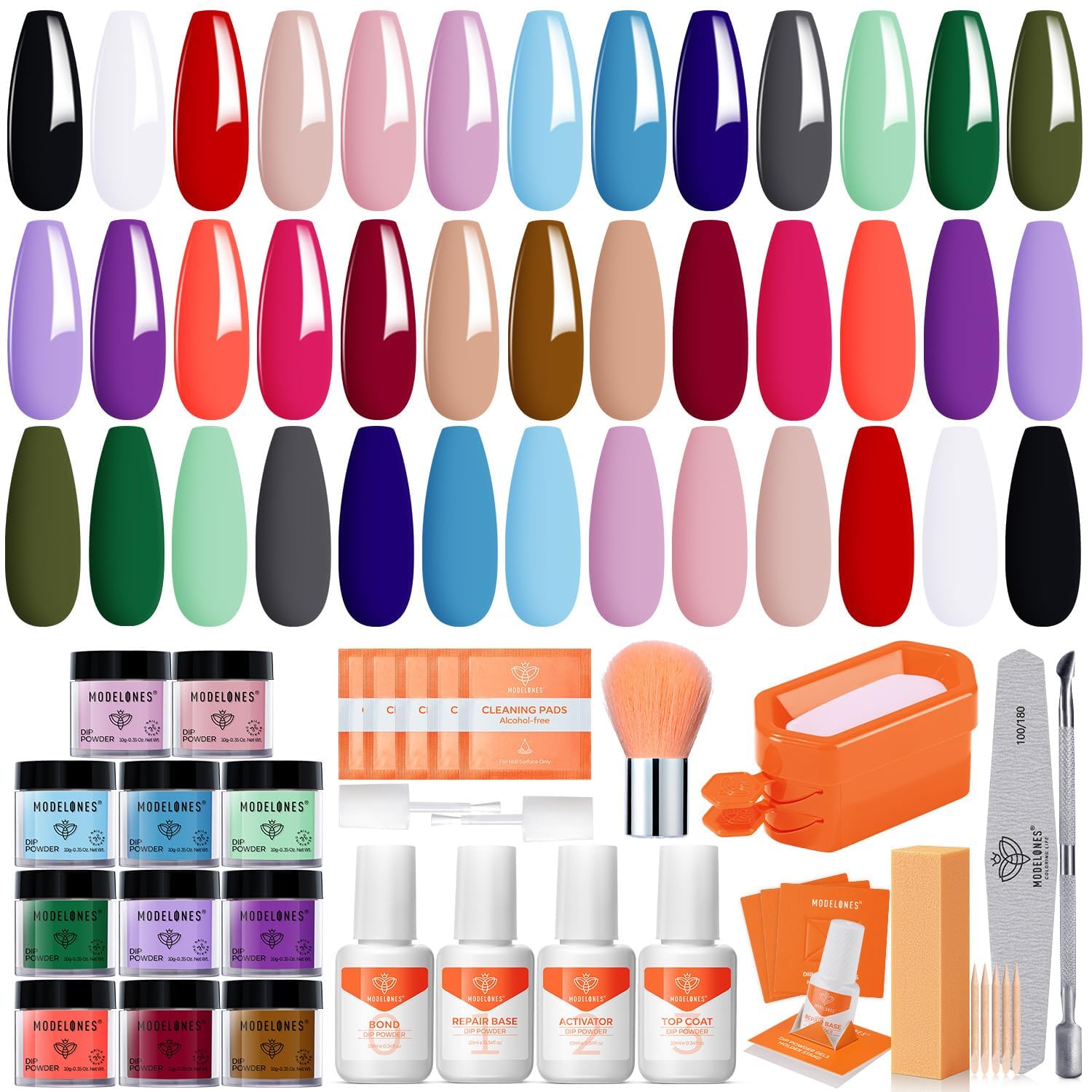 modelones20 Colors Dip Powder Nail Kit Starter-Ocean Nude Style Nail Dip Kit Color for DIY Manicure, Acrylic Dipping Powder Kit System with Essential Liquid Activator Dip Base and Top for Beginner