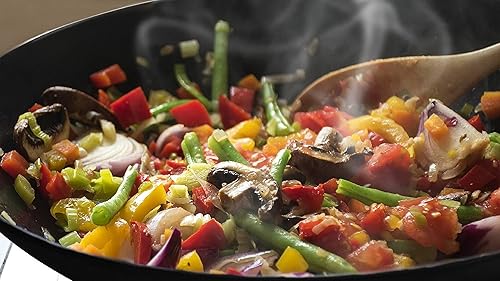 Miniatura 10 de TrueCraftware Wok con borde curvado de acero de 24 pulgadas, sartén para cocina china, japonesa y cantonesa, sartenes para freír woks tradicionales