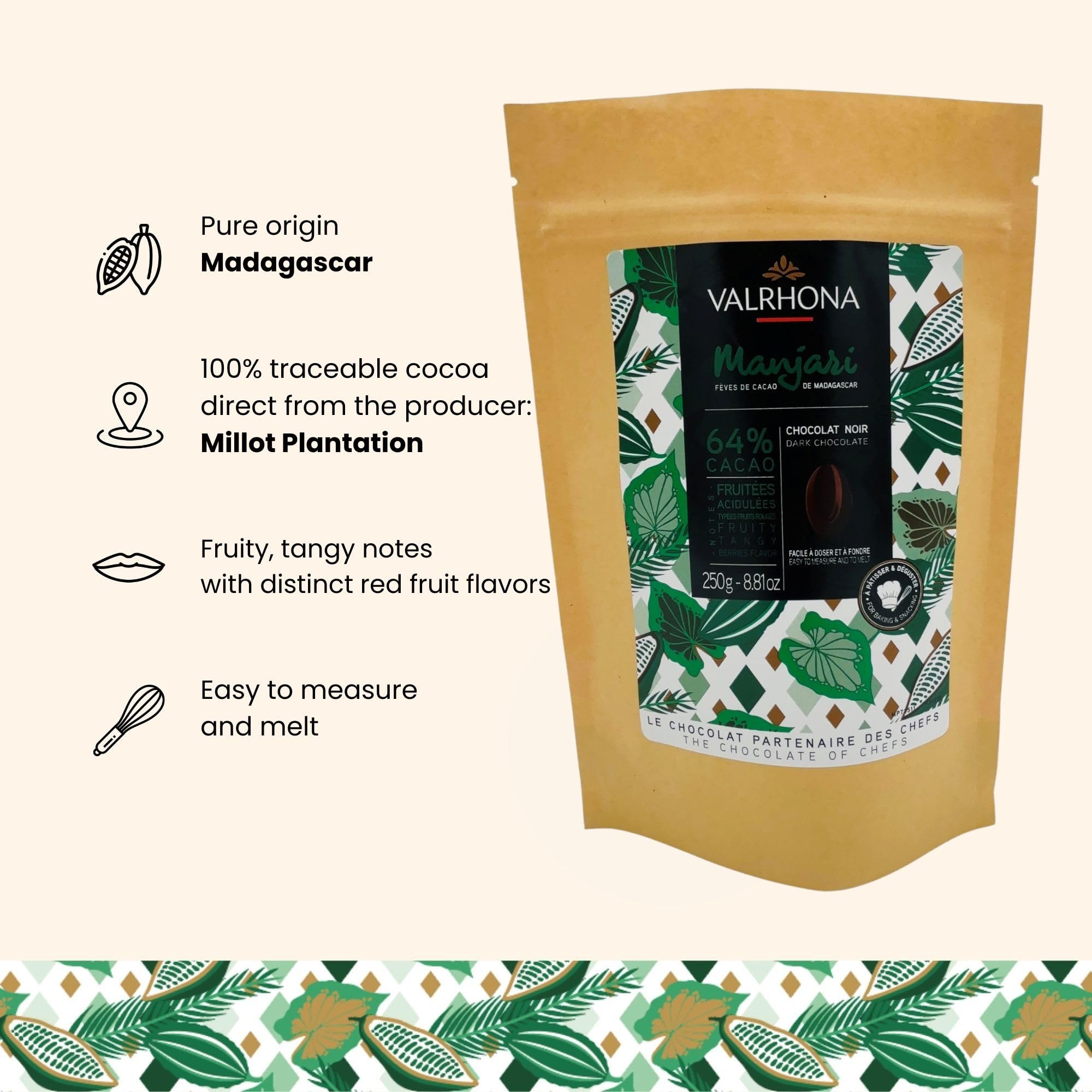 Fèves Chocolat Manjari Pâtissier 64% - 250g