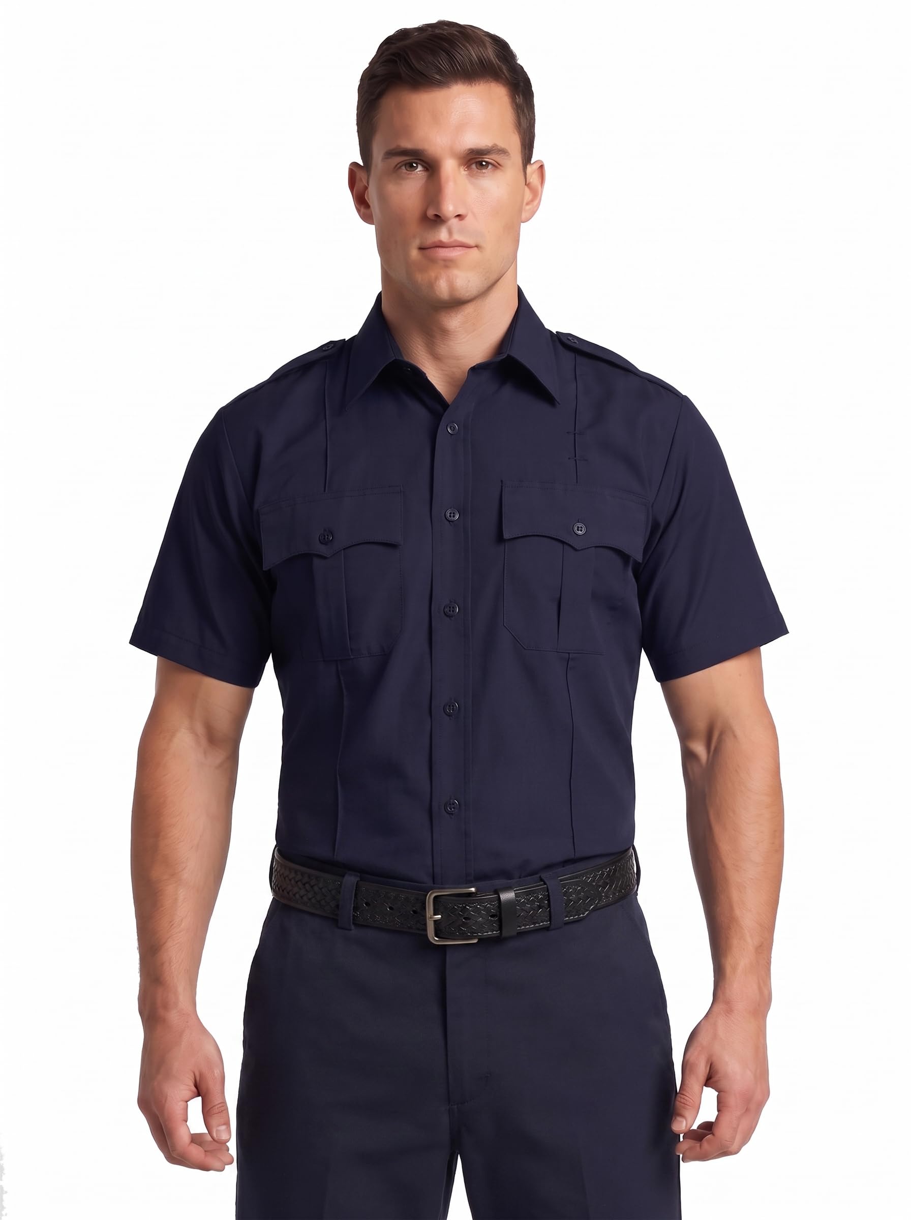 100% Polyester Short Sleeve Men's Uniform Shirt White