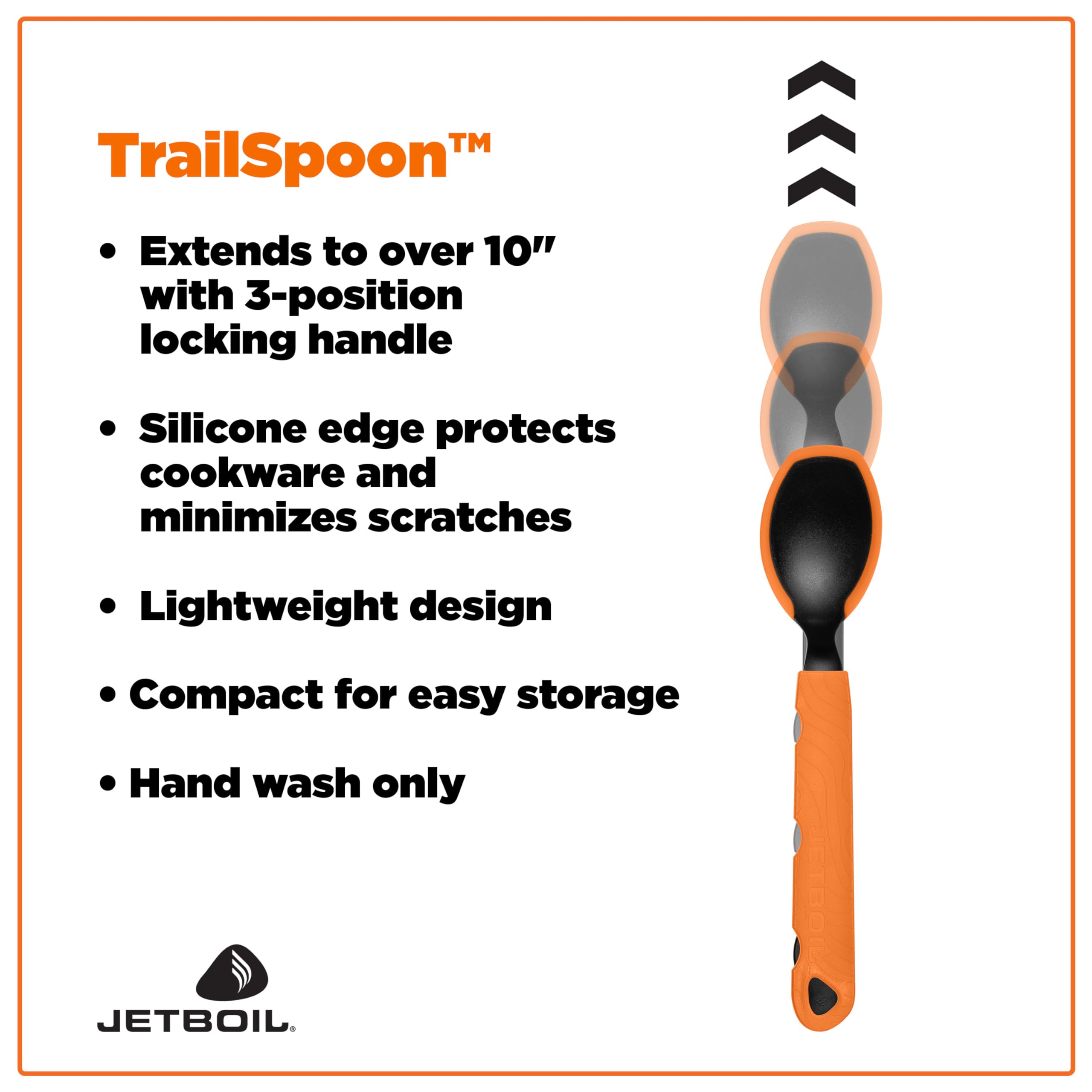 Jetboil TrailSpoon Extendable Backpacking and Camping Spoon, Orange - Image 3