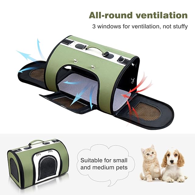 Foto 2 de 7 de PETCUTE Transportín Perro Gato,Transpirable y Plegable Transportín Perro Pequeño con Fondo…