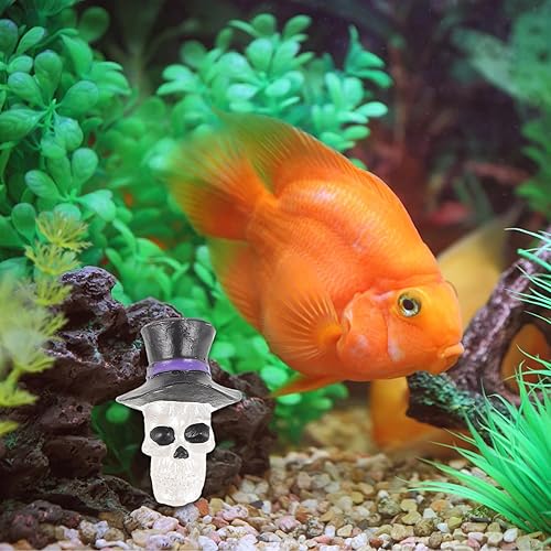 Miniatura 5 de POPETPOP 2 piezas de decoraciones de Halloween, decoración de calavera de acuario, decoración de Halloween, decoración de pecera, suministros