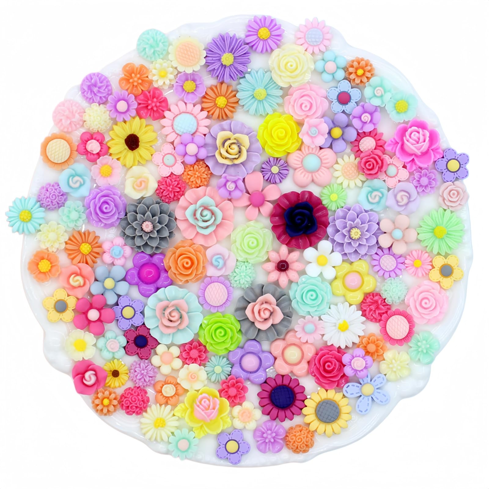 Ulalaza 100pcs Slime Charms Mixed Set Resin Flatback Making Supplies For DIY Craft Making And Ornament Scrapbooking Beads Assorted Candy Fruit Cake Ornament