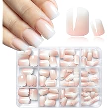 240pc Ombre Press on Nails Short Square Fake Nails with Tabs File, Square Nails Press ons Ombre Acrylic Nails Short Glue on Nails Full Cover False Artificial Stick on Nails for Women Girls
