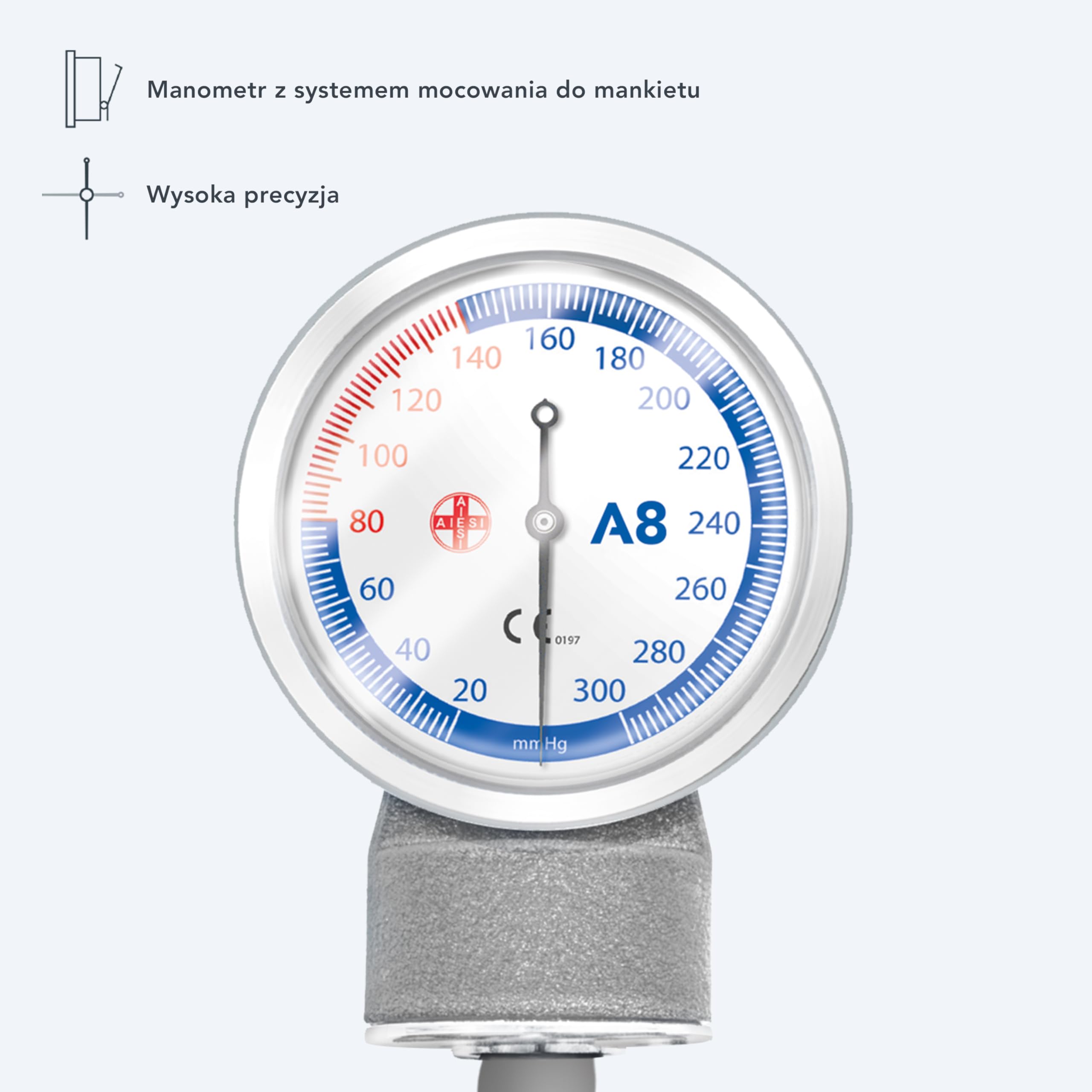 AIESI® Ciśnieniomierz Profesjonalny Pediatryczny aneroid klasyczny model dla dzieci PRECISION A8, 24 miesiące Gwarancji