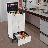 Valise Roulante Maquillage Professionnelle 37x24x101 Cm - 6 Tiroirs, Charge 50kg, Rose - Pour Coiffeur, Esthéticienne